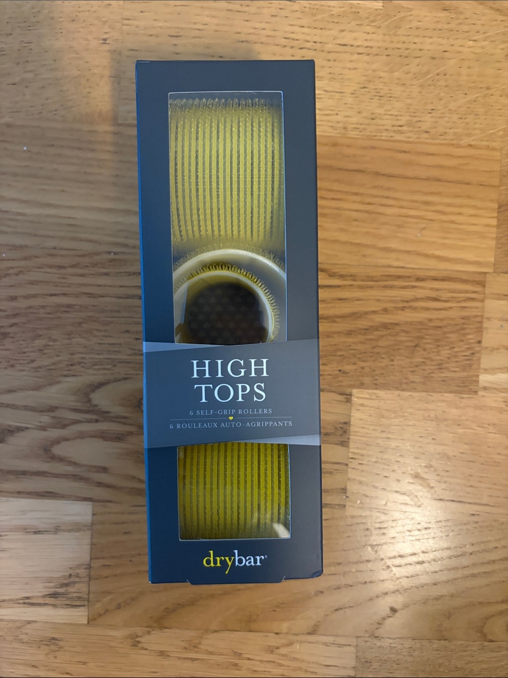 Drybar High Tops Self-Grip Rollers in Yellow and Gray Box